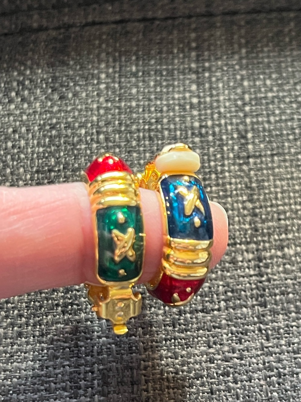 Joan Rivers Gold Multi-Color Enamel Hoop Clip-on Earrings